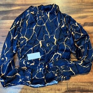 Astr Black and Gold Long Sleeve Blouse